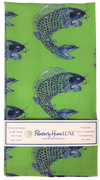 Tea Towel Set with Matching Note Block Blue Fish on Lime