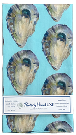 Tea Towel Set with Matching Note Block Oysters on Aqua