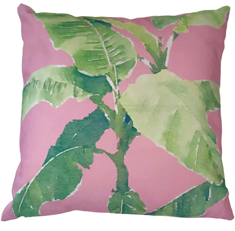Cabana Pillows, Banana Leaves on Pink
