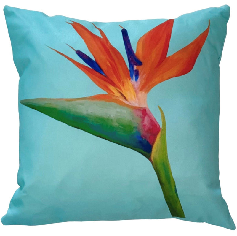 Cabana Pillows, Bird of Paradise on Aqua