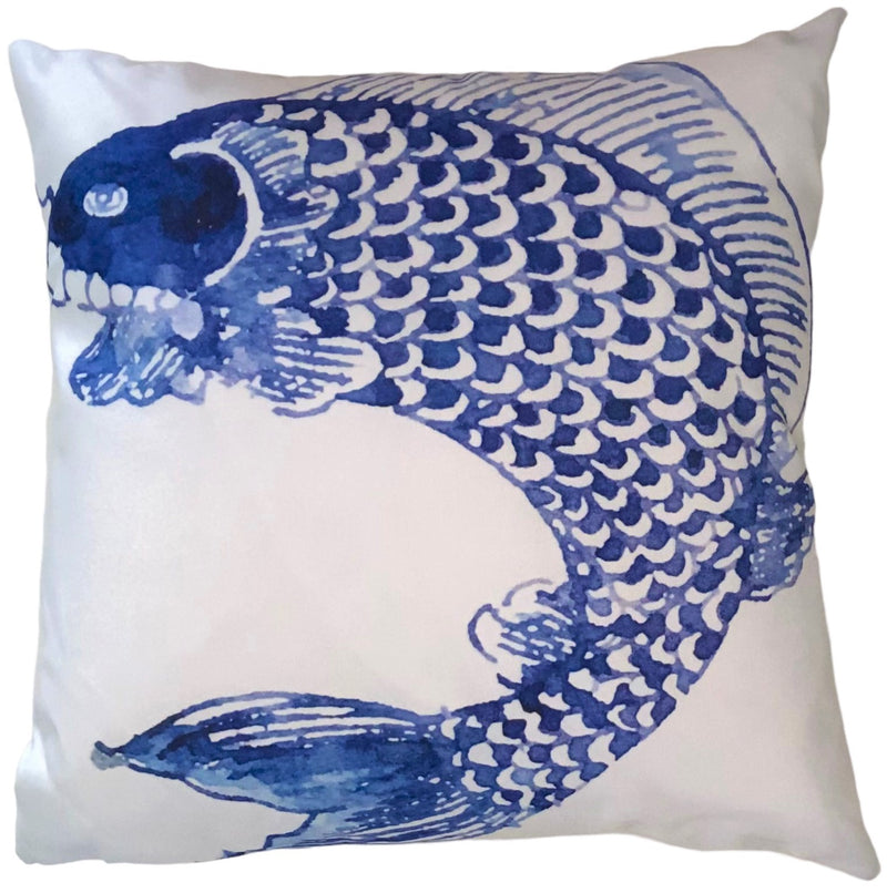 Cabana Pillows, Blue Fish on White