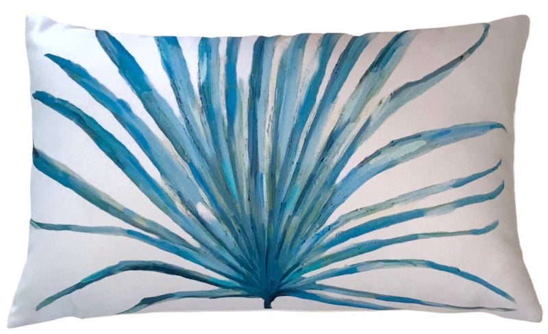 Cabana Pillows, Blue Palm Lumbar
