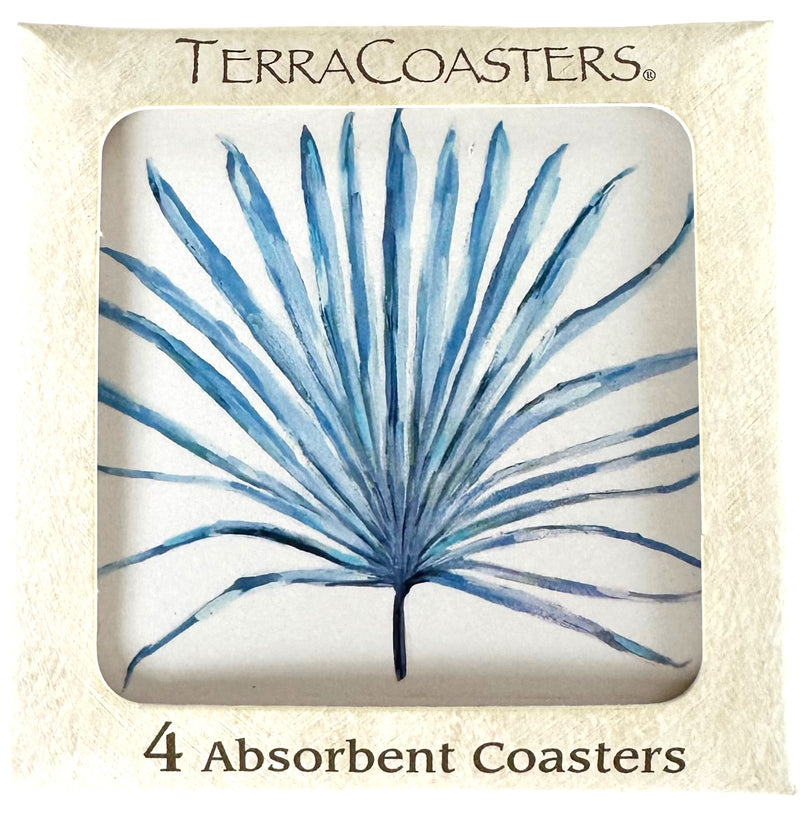 Coasters, Blue Palm Absorbent Stone Coasters