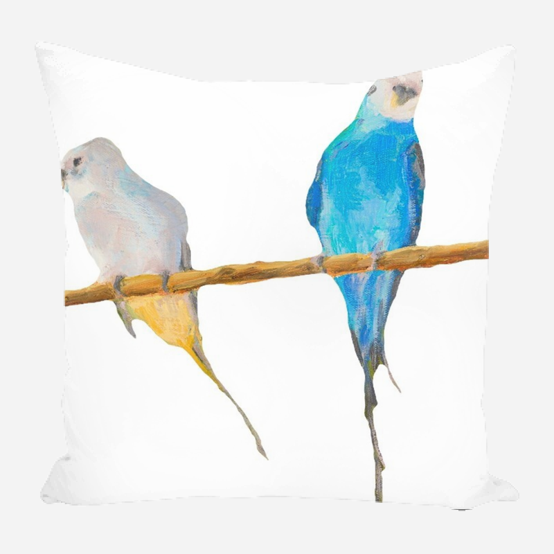 Cabana Pillows, Blue & Yellow Parakeets