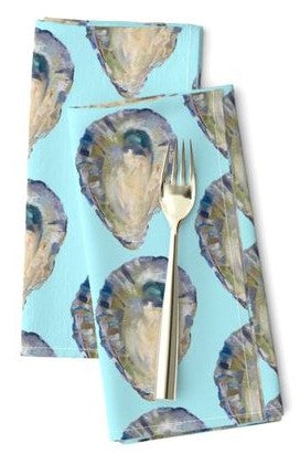 Table Linens, Napkin, Oyster Chain on Aqua