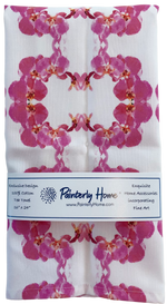 Tea Towel Set with Matching Note Block Pink Orchids