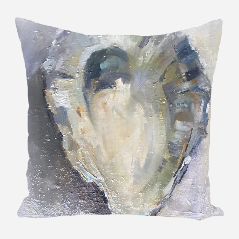 Cabana Pillows, Oyster with painted background