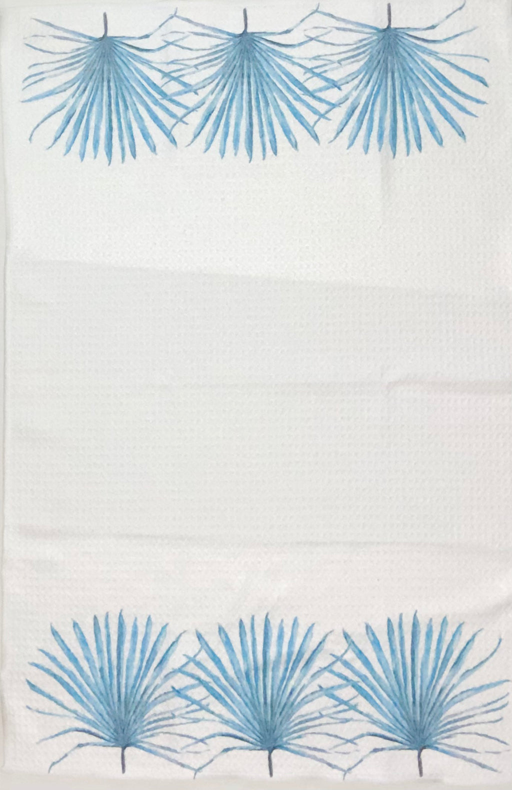 Microfiber Waffle Weave Towel, Blue Palm