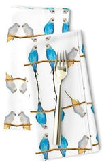 Table Linens, Placemats, Blue Parakeets