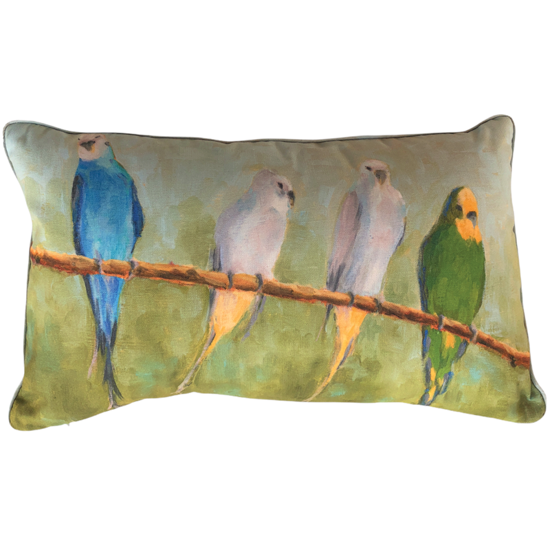 Gallery Pillows, Parrots on Branch Lumbar Pillow