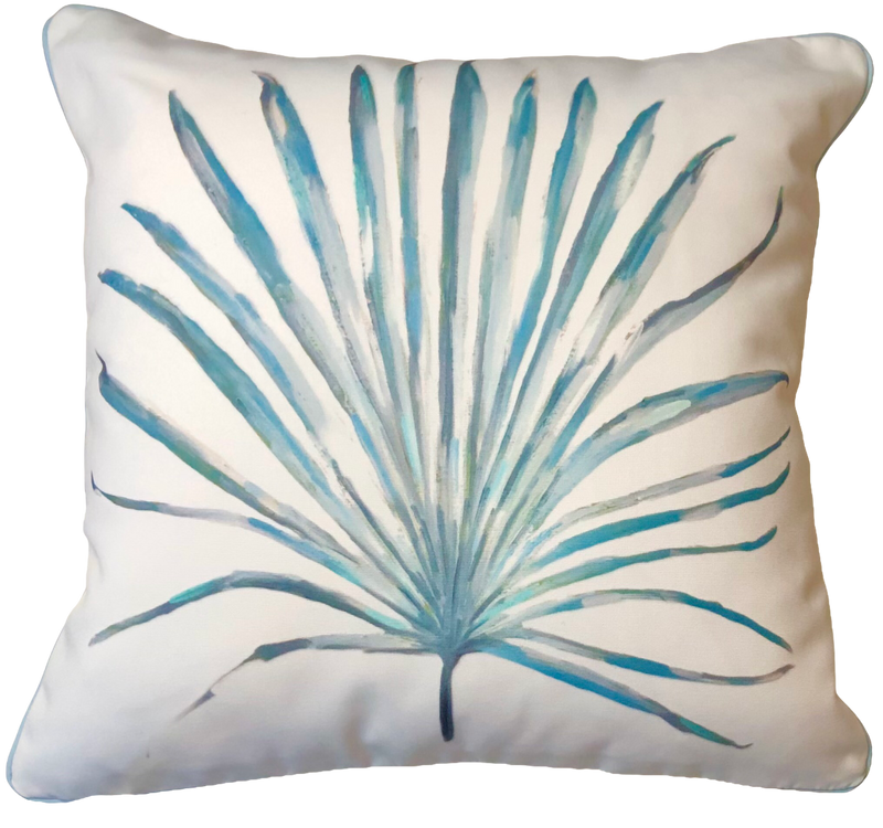 Gallery Pillows, Watercolor Palm, Aqua & Gray