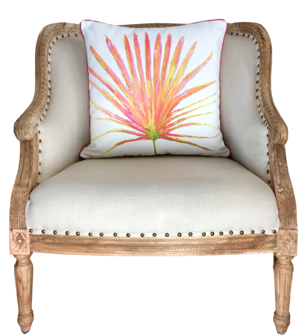 Gallery Pillows, Watercolor Palm, Pink & Orange