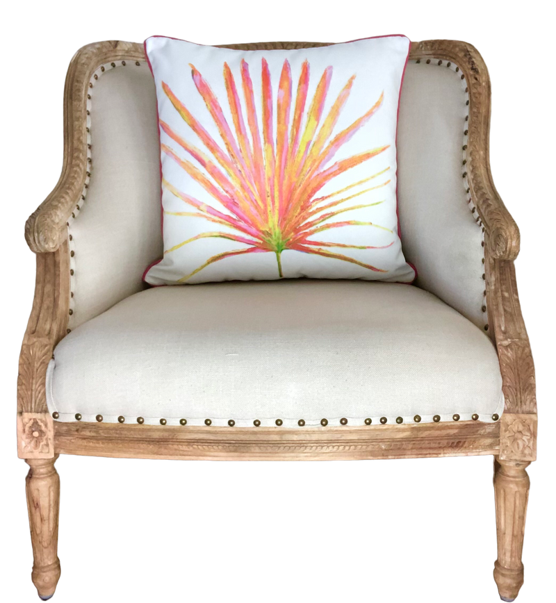 Gallery Pillows, Watercolor Palm, Pink & Orange
